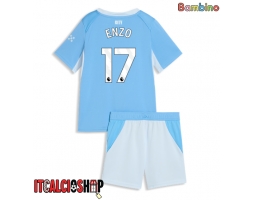 Manchester City Enzo Fernandez #17 Prima Maglia Bambino 2026-27 Manica Corta (+ Pantaloni corti)